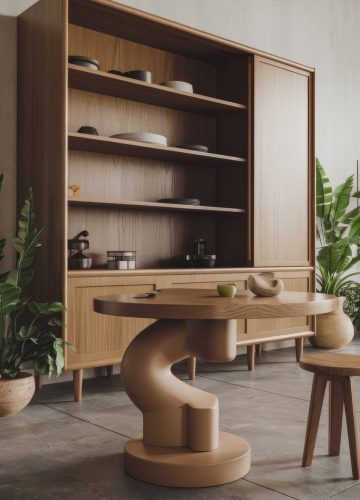cozinha-moderna-com-armario-de-madeira-e-mesa-abstrata-unica-render-interior-3d